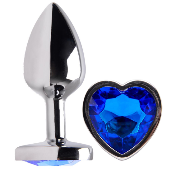 Plug Anal em Aço Coração e Joia na Cor Azul Tamanho M 8 x 3,4 cm » Sex Shop  Flower Love