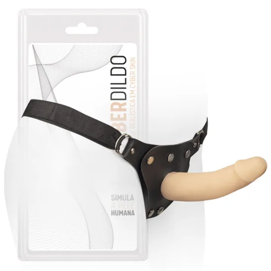 Pênis Realístico 8 Vertebrado em Cyber Skin com Cinta Ajustável Adão e Eva 16 x 3,5 cm