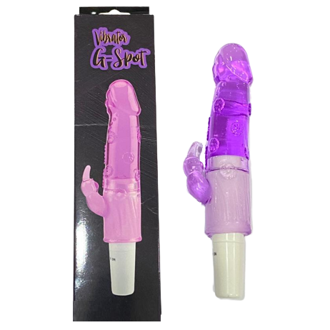 Vibrador em Jelly com Estimulador de Clitóris Coelho, Texturas e Formato de Glande Vibrator G-Spot Roxo 19 x 3 cm