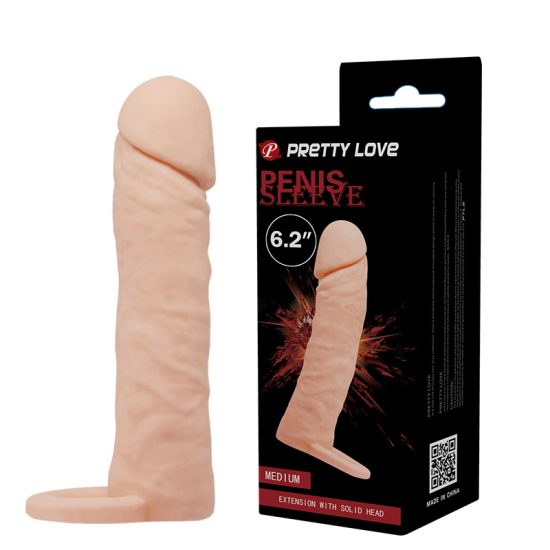 Capa Peniana Extensora com Anel para Escroto Pretty Love Medium Penis Sleeve 6,2″ 16 x 3,8 cm