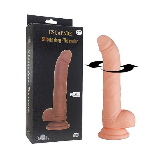 Pênis Realístico Recarregável com Ventosa, 10 Modos de Vibrações e Rotações com Modo Turbo Escapade Silicone Dong The Master 18 x 3,9 cm