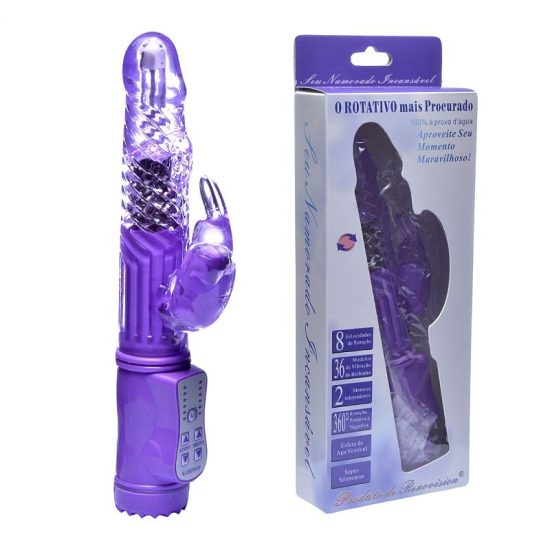 Vibrador Jack Rabbit Giratório em Jelly com 36 Níveis de Vibrações e 8 de Rotações 26 x 3,5 cm