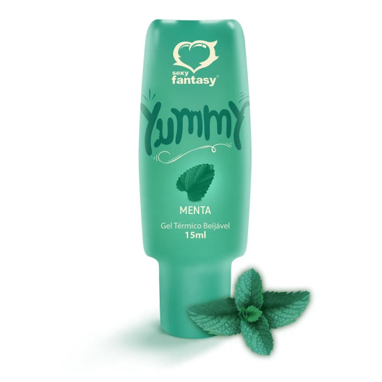 Gel Comestível com Efeito Quente Yummy Sabor Menta Sexy Fantasy 15ml