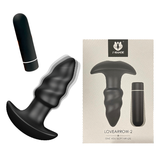 Plug Anal Recarregável em Soft Touch com 9 Vibrações Preto Lovearrow-2 S-Hande 10 x 6,8 cm
