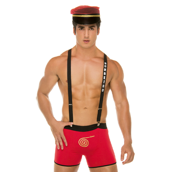 Cueca Temática Bombeiro com Suspensório Aline Lingerie