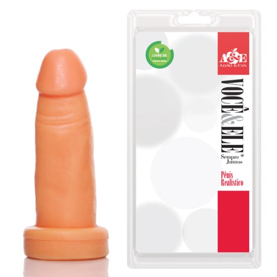 Mini Pênis em Formato Realístico com Glande Definida na Cor Bege Adão e Eva 10 x 3 cm