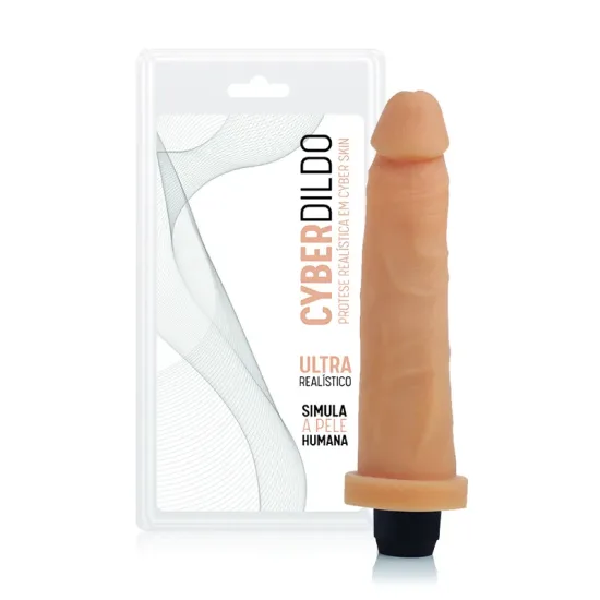 Pênis Realístico 10 com Vibro Multivelocidade em Cyber Skin Adão e Eva 18,5 x 4,5 cm