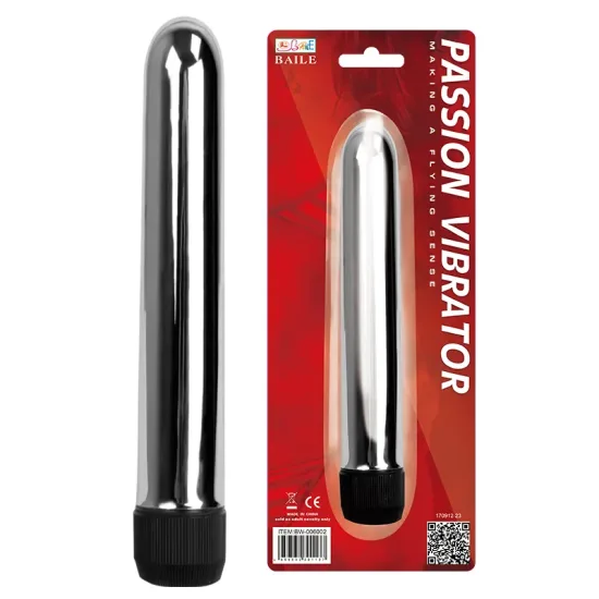 Vibrador Personal Liso em ABS com Multivelocidade na Cor Cromado Passion Vibrator LyBaile 17 x 2,5 cm