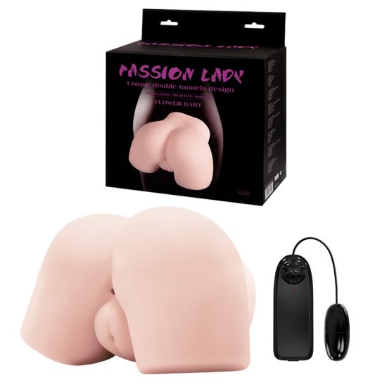 Masturbador Realístico em Formato de Bumbum Empinado com Vagina e Ânus Penetráveis com Cápsula Vibratória Multivelocidade Passion Lady Flower Baby 11,5 x 21 cm
