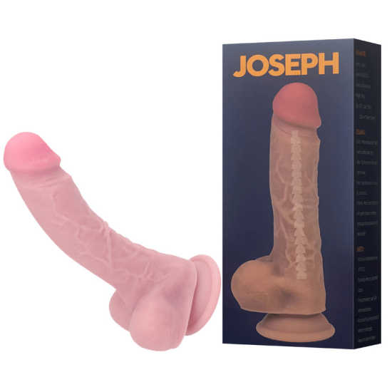 Pênis Realístico com Vértebra, Glande Definida, Ventosa e Escroto Claro Joseph 20,5 x 7,6 cm