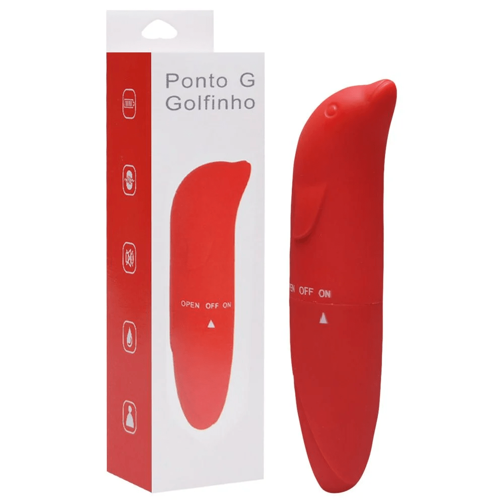 Vibrador Ponto G Em Formato De Golfinho Aveludado Vermelho Sexy Import 12 X 3 Cm Sex Shop 5387