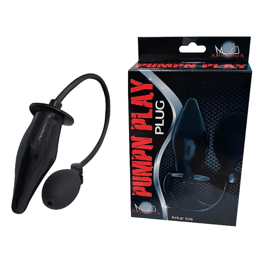 Plug Anal Inflável em PVC Atóxico Pumpn Play Preto Aphrodisia 11 x 5,5 cm