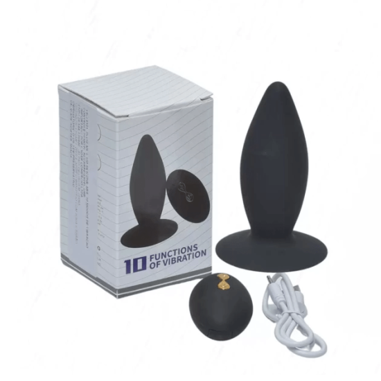 Plug Anal Vibratório Recarregável com Ventosa e Controle Remoto 10 Functions Of Vibration 9,2 x 3,7 cm