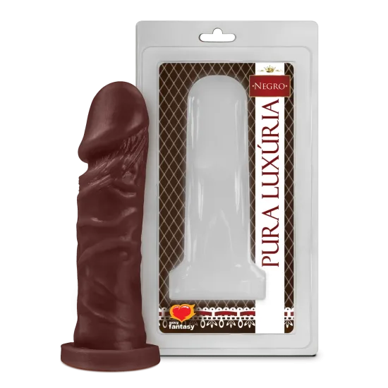 Pênis Realístico com Glande Definida e Veias Saltadas Maciço Negro Pura Luxúria Sexy Fantasy 15,3 x 4 cm