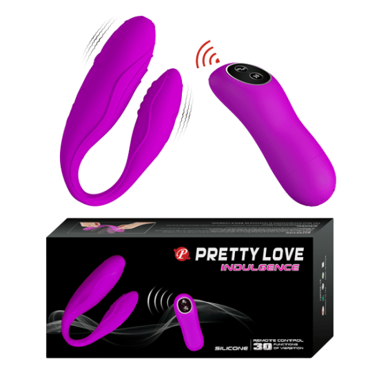 Vibrador Para Casais Recarregável com 30 Vibrações e Controle Remoto Pretty Love Indulgence Roxo 9,5 x 3 cm