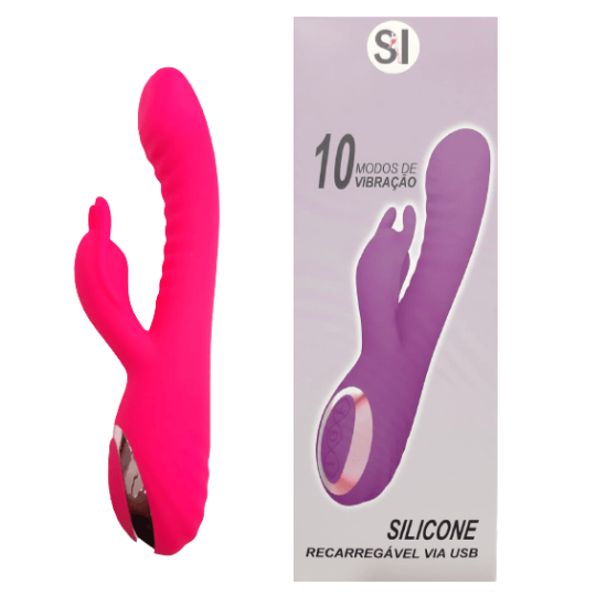 Vibrador Ponto G Recarregável com 10 Modos de Pulsações Internas e Estimulador de Clitóris com 10 Modos de Vibração Daily Rosa Pink Sexy Import 22,5 x 3,4 cm