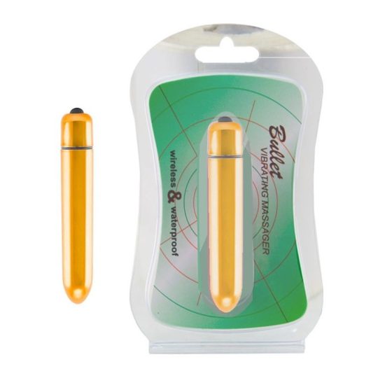 Bullet Metalizado com 10 Modos de Vibrações na Cor Dourado Bullet Vibrating Massager 8,5 x 1,5 cm