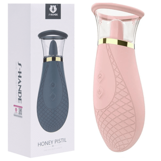 Estimulador de Clitóris Recarregável com Sucção e Língua Vibratória com Movimento Honey Pistil Rosa S-Hande 16,5 x 6,8 cm