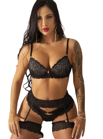 Conjunto Cropped Com Bojo Macio Preto Tamanho M -Garota Veneno.