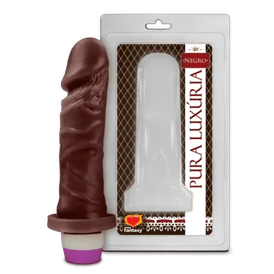 Pênis Realístico Negro Com Vibro - 15,3cm X 4cm