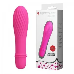 Mini Vibrador com Textura Espiral em Soft Touch e 10 Vibrações na Cor Rosa Pink Pretty Love Solomon 12,3 x 2,9 cm