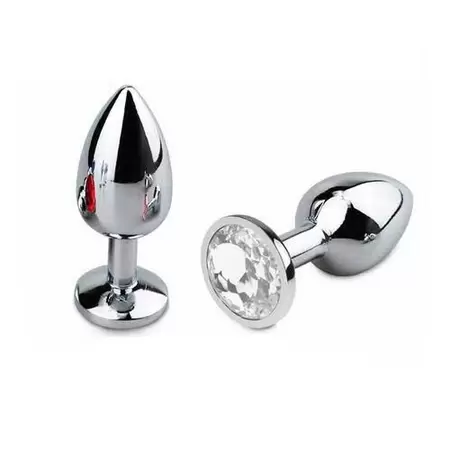 Plug anal de ABS metalizado joia transparente – M –  Linha Less Da Hard.