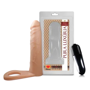 Anel Companheiro com Pênis Realístico e Vibro em Silicone Pura Luxúria Sexy Fantasy 16 x 3,8 cm