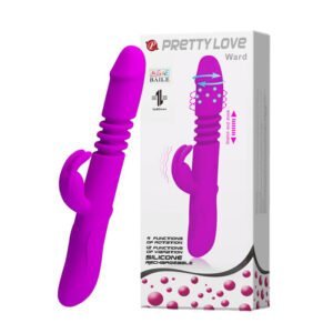Vibrador Recarregável em Soft Touch com Movimento Vai e Vem e Estimulador de Clitóris Pretty Love Ward 27 x 3,5 cm