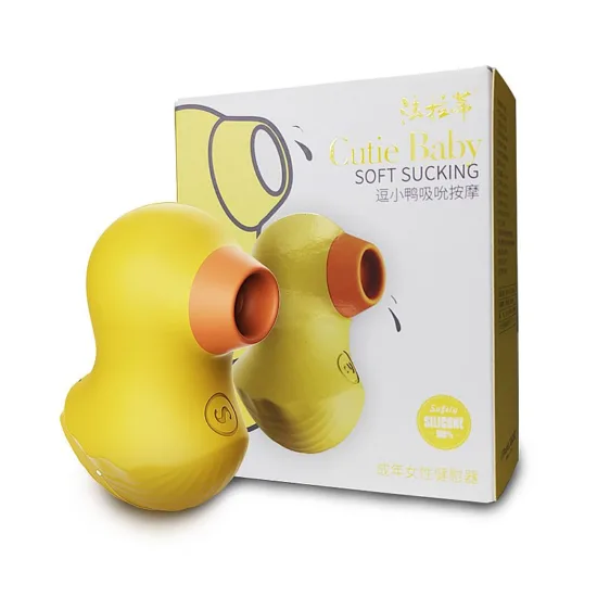 Estimulador de Clitóris Recarregável em Formato de Patinho com 7 Pulsações Cutie Baby Soft Sucking Cathy Dibe 8,6 x 6,1 cm.