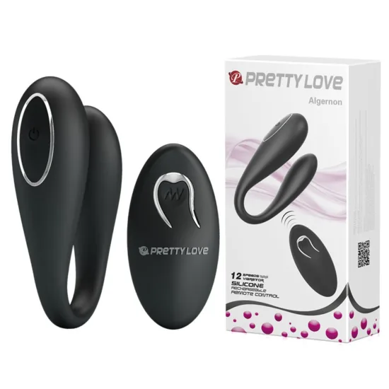 Vibrador para Casais Recarregável com Controle Remoto e 12 Vibrações Pretty Love Algernon Preto 9 x 3 cm