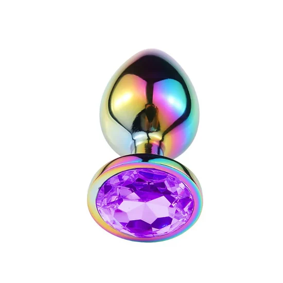 Plug Anal de Aço com Pedra de Cristal Roxo - Tamanho G - SI