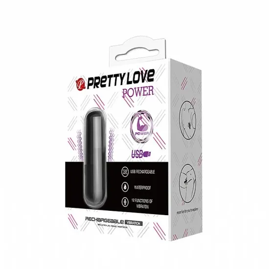 Bullet Recarregável Super Pontente Pretty Love Preto