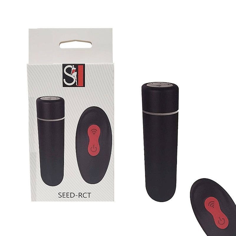 Cápsula Vibratória em Silicone com 9 modos de Vibração e Controle Remoto Seed-Rct Preto S-Hande 6,9 x 1,9 cm