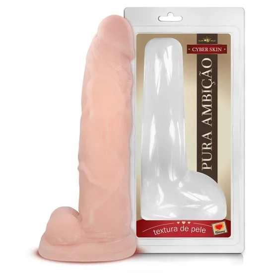 Pênis Cyberskin Maciço com Escroto Pura Ambição 27x6 cm, Sexy Fantasy.
