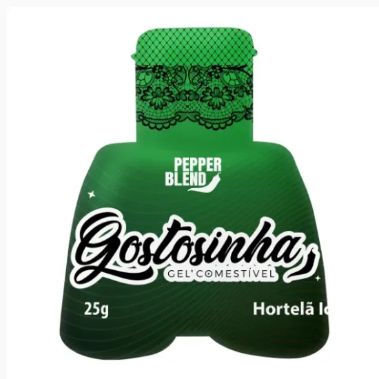 Gel Comestível Para Sexo Oral com Efeito Refrescante e Sabor Hortelã Ice Gostosinha Pepper Blend 25g.