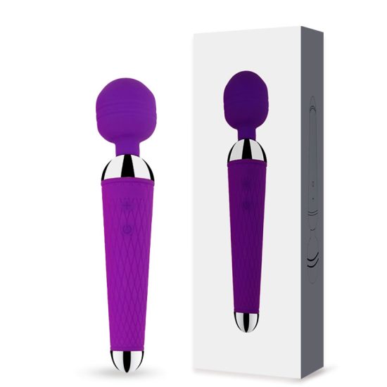 Massageador Recarregável Varinha Mágica com 10 Vibrações na Cor Roxo 19 x 4,5 cm