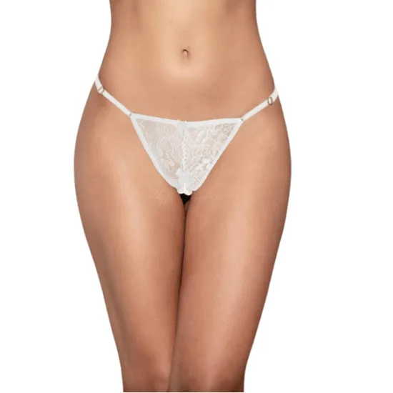 Calcinha Tailandesa em Renda com Cintura Regulável Branca Yaffa Lingerie