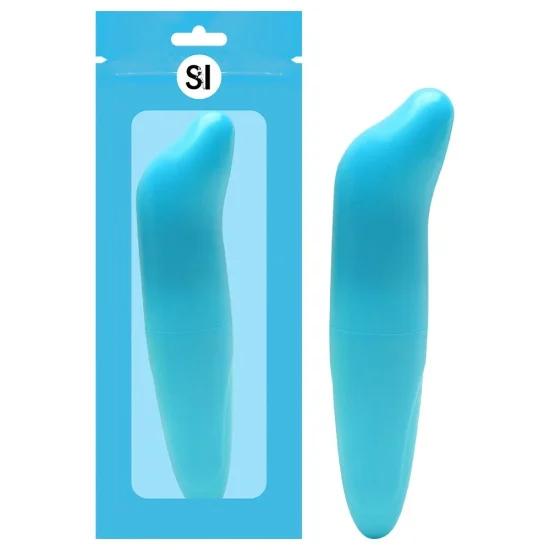 Vibrador Ponto G com Vibração Única Liso na Cor Azul Golfinho Sexy Import 8 x 3 cm