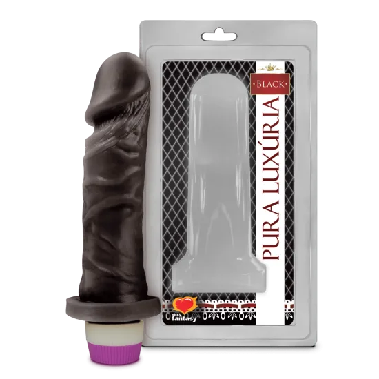 Pênis Realístico Preto Com Vibro - 15,3cm X 4cm.