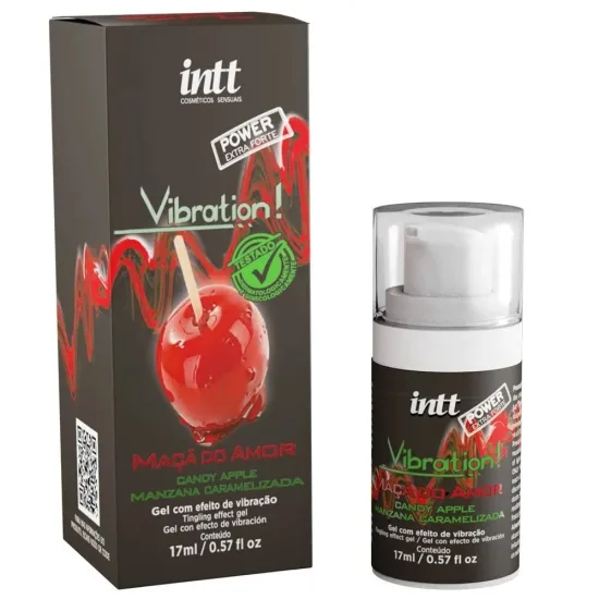 Gel Excitante com Efeito de Vibração Extra Forte Sabor Maça do Amor Vibration Intt 17g.