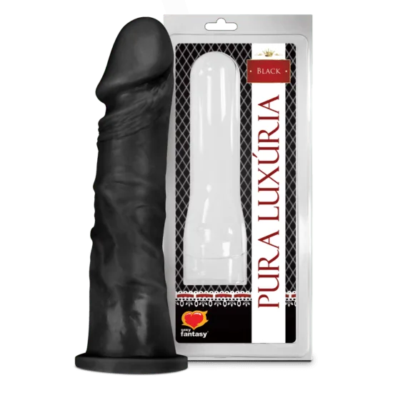 Pênis Realístico com Glande Definida e Veias Saltadas Maciço na Cor Preto Pura Luxúria Sexy Fantasy 18,5 x 4,2 cm.