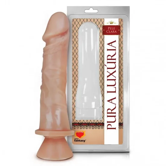 Pênis Realístico com Ventosa e Veias mais Salientes na Cor Pele Clara Pura Luxúria Sexy Fantasy 18 x 4,4 cm