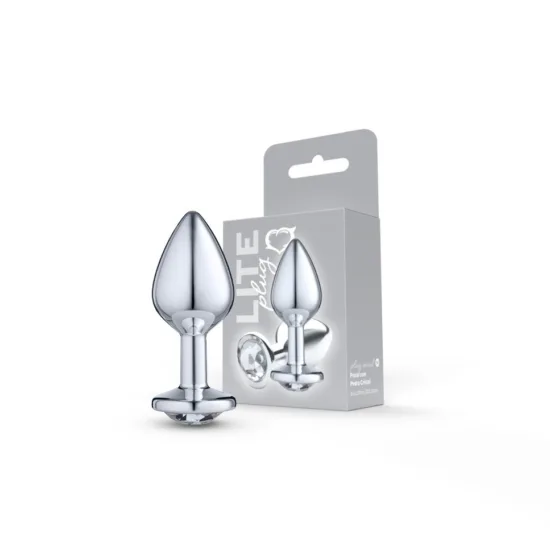 Lite Plug Prata M com Pedra Cristal.