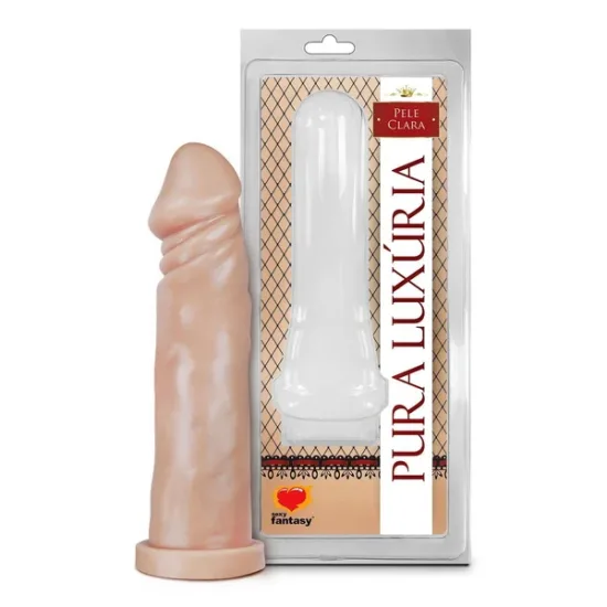 Pênis Realístico com Glande Definida e Prepúcio Maciço na Cor Pele Clara Pura Luxúria Sexy Fantasy 19 x 4,9 cm.