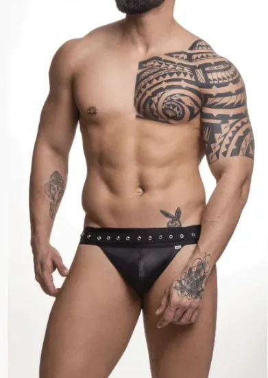 Jockstrap Cirré Preto com Ilhós no Elástico – Estilo Fetiche com Conforto | SD Clothing