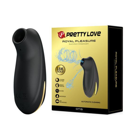 Sugador Recarregável com 7 Sucções Banhado a Ouro 18K Pretty Love Royal Pleasure Otis 13 x 3,8 cm.