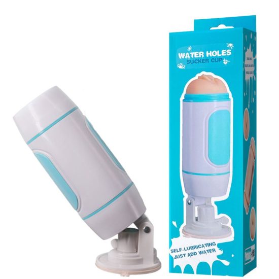 Masturbador Duplo em Formato de Lanterna Vagina e Ânus Auto-Lubrificante com Ventosa Water Holes Sucker Cup 24,5 x 8 cm