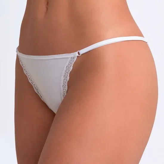 Calcinha string com renda Loba Lupo - branco