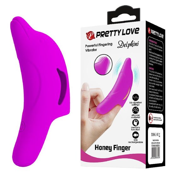  Dedeira estimuladora de clitóris em silicone com 10 modos de vibração e recarregável – Pretty Love 9,8 X 3,2 CM