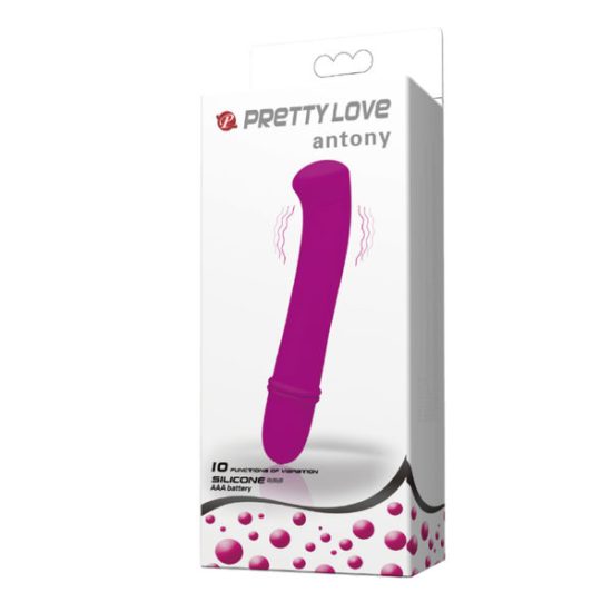 Mini Vibrador com Ponta Achatada em Soft Touch com 10 Vibrações na Cor Roxo Pretty Love Antony 11,7 x 2,3 cm